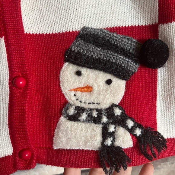 Vintage Marisa Christina Christmas Checkered Snowman Ramie holiday Sweater - Picture 5 of 11